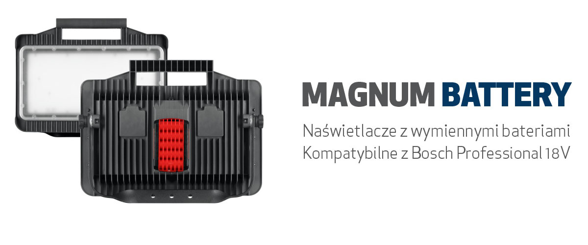 Bezprzewodowe naświetlacze Lena Lighting Magnum Battery kompatybilne z z systemem Bosch Professional 18V