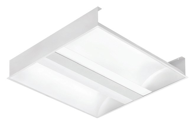 Lena Lighting – w oprawie Indo
LED zamiast klosza zastosowano
perforowaną, białą blachę stalową.
To zniwelowało efekt olśnienia